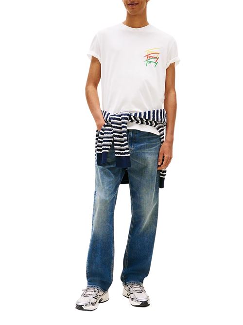 T-shirt uomo bianca in cotone Tommy Jeans | DM0DM20771YBL
